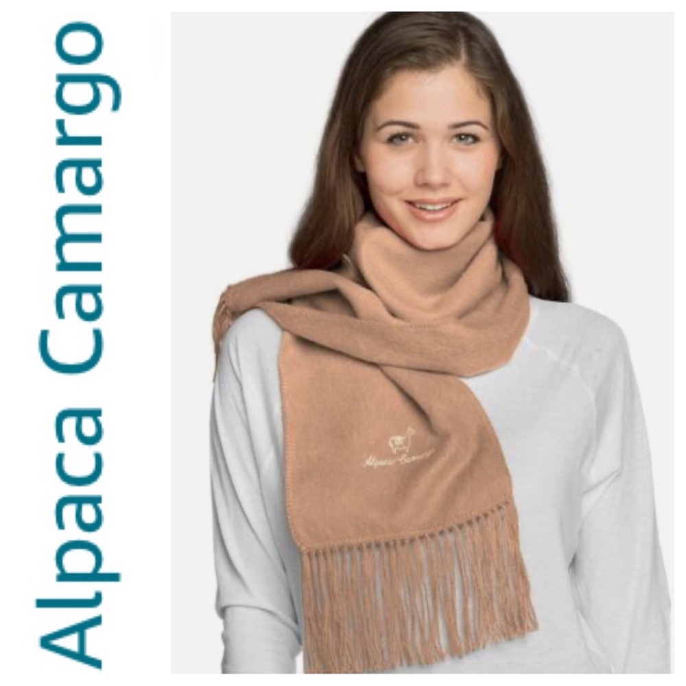 ALPACA CAMARGO TAN FRINGED LONG SCARF